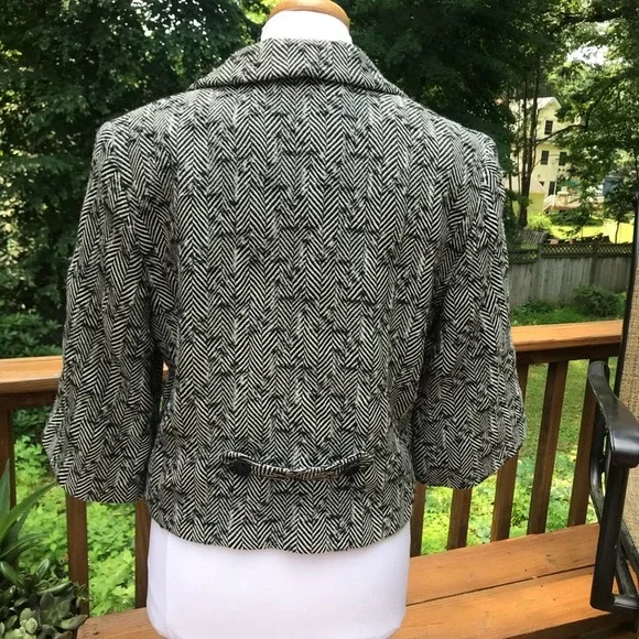 Womens J'Envie Black/Gray Striped Wool 3/4 Sleeve - Picture 6 of 9